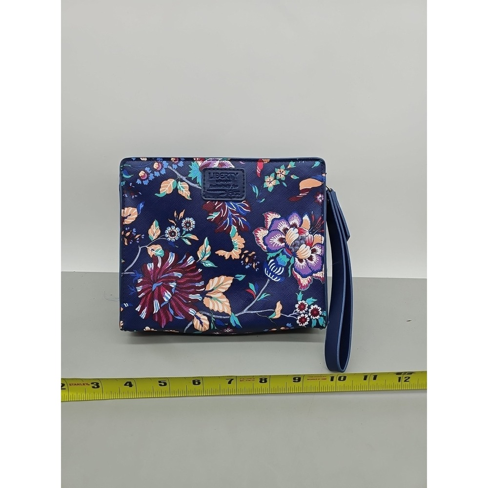 LIBERTY of LONDON Blue Floral‎ Wristlet Makeup Bag | Clutch | Purse New Unused